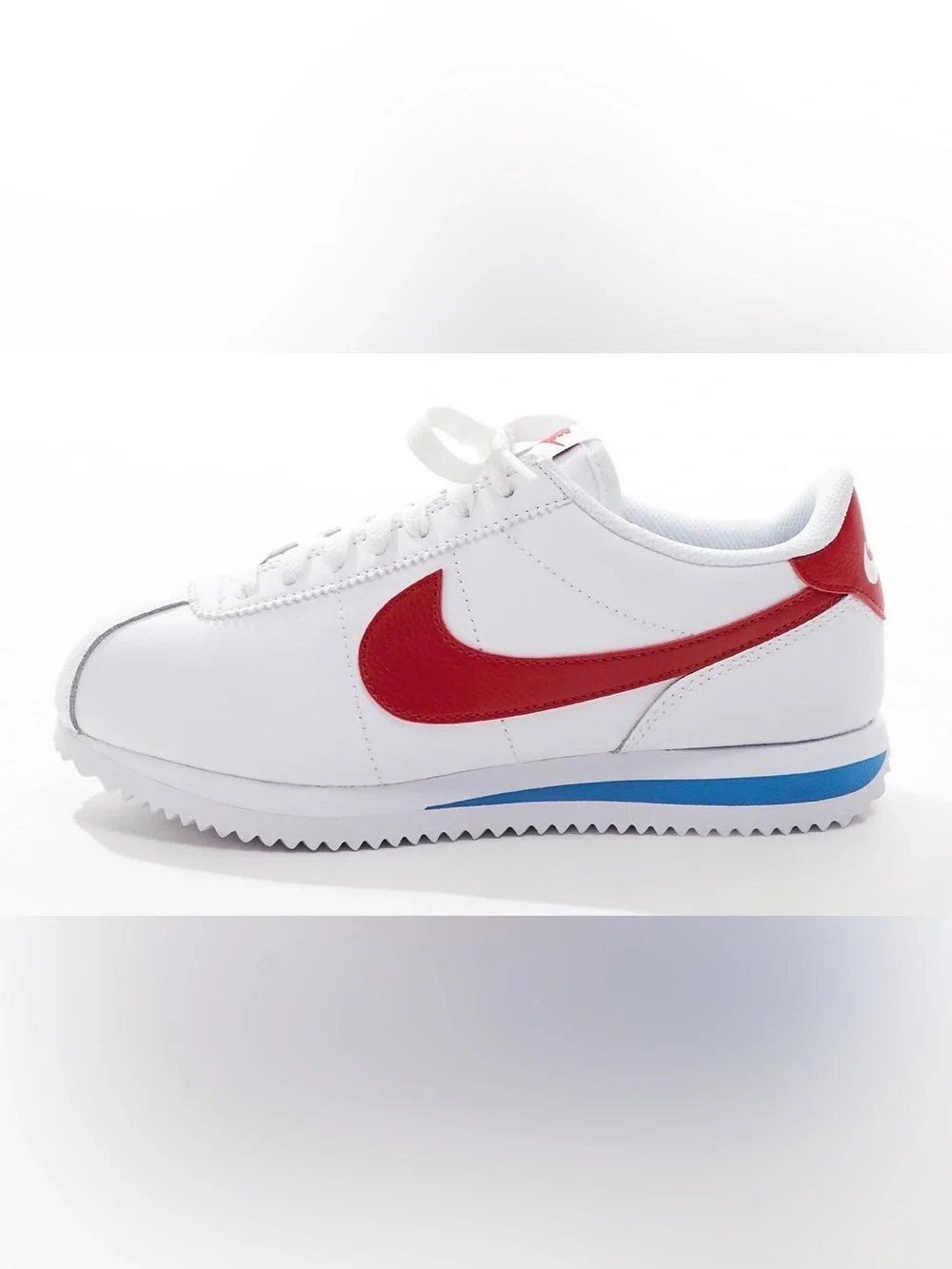 Nike Classic Cortez White Sneakers with Red Swoosh and Blue Accent Men’s